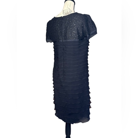 WEILL 100% silk black dress sz 8 lined layered design hidden zipper laced EUC - Picture 8 of 14